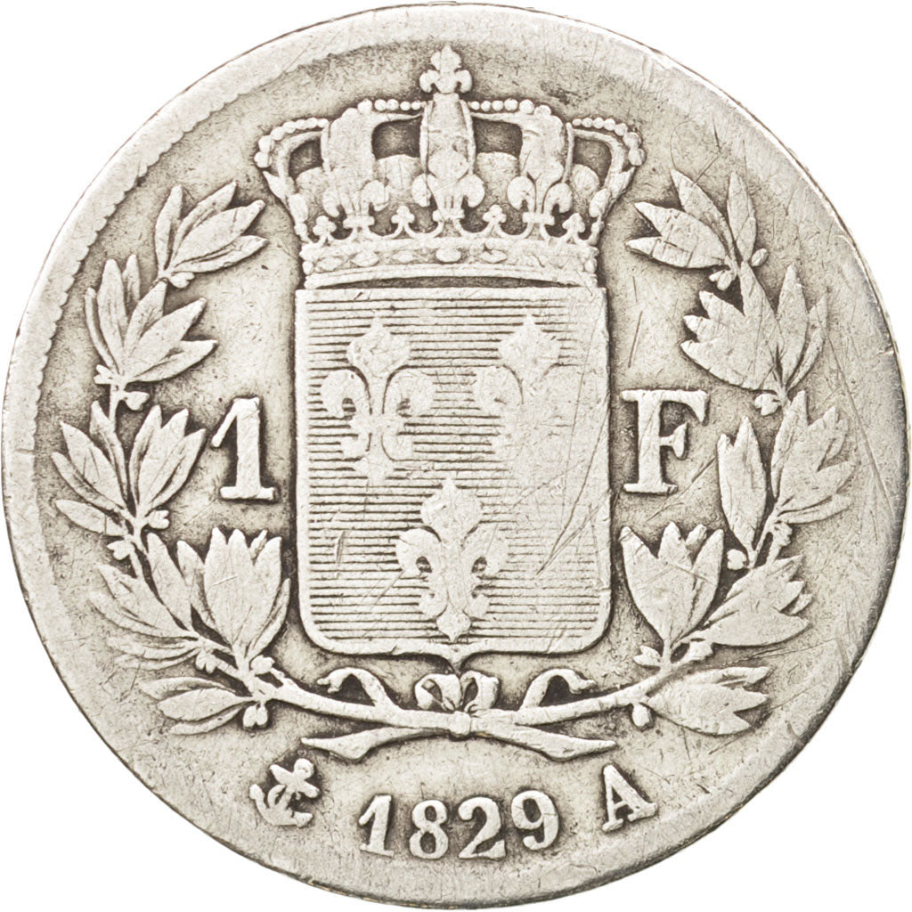 Munten, Frankrijk, Charles X, Franc, 1829, Paris, ZG+, Zilver, KM:724.1