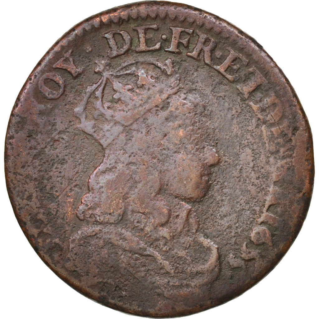 France, Louis XIV, Liard de France, 1655, Corbeil, VF(20-25), Copper, KM:192.1
