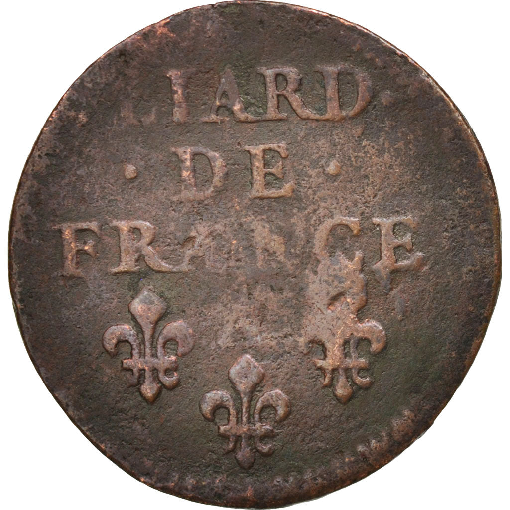 France, Louis XIV, Liard de France, 1655, Corbeil, VF(20-25), Copper, KM:192.1