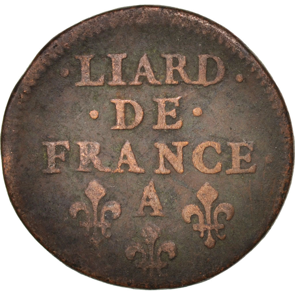 Frankreich, Louis XIV, Liard de France, 1655, Corbeil, VF(20-25), Copper