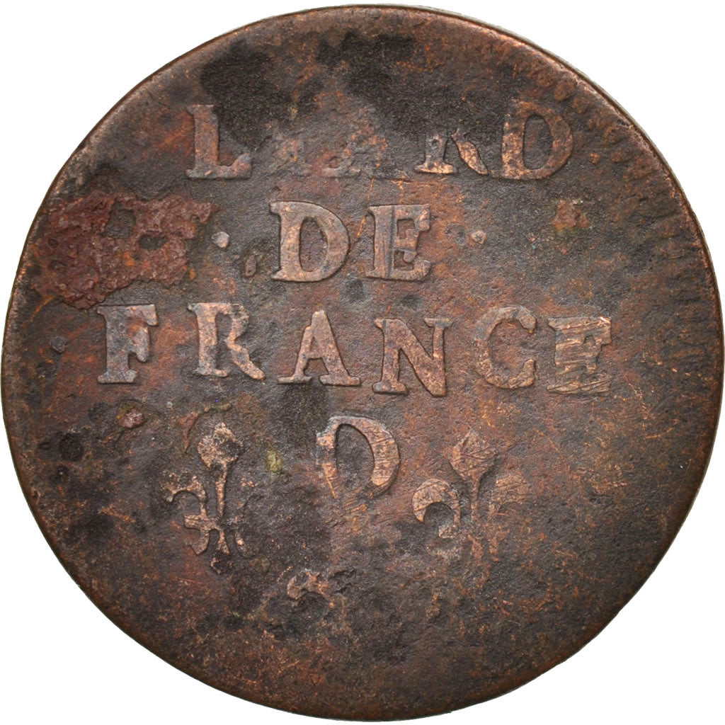 France, Louis XIV, Liard de France, 1656, Vimy, VF(20-25), KM:192.5