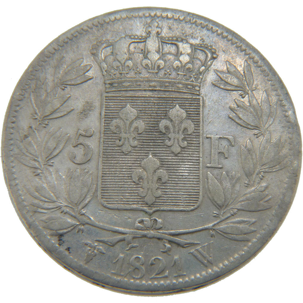 FRANCE, Louis XVIII, 5 Francs, 1821, Lille, KM #711.13, EF(40-45), Silver,...