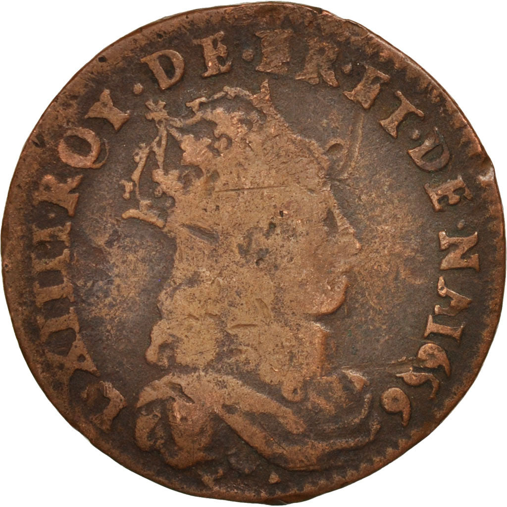Frankreich, Louis XIV, Liard de France, 1656, Pont-de-l'Arche, VF(20-25)