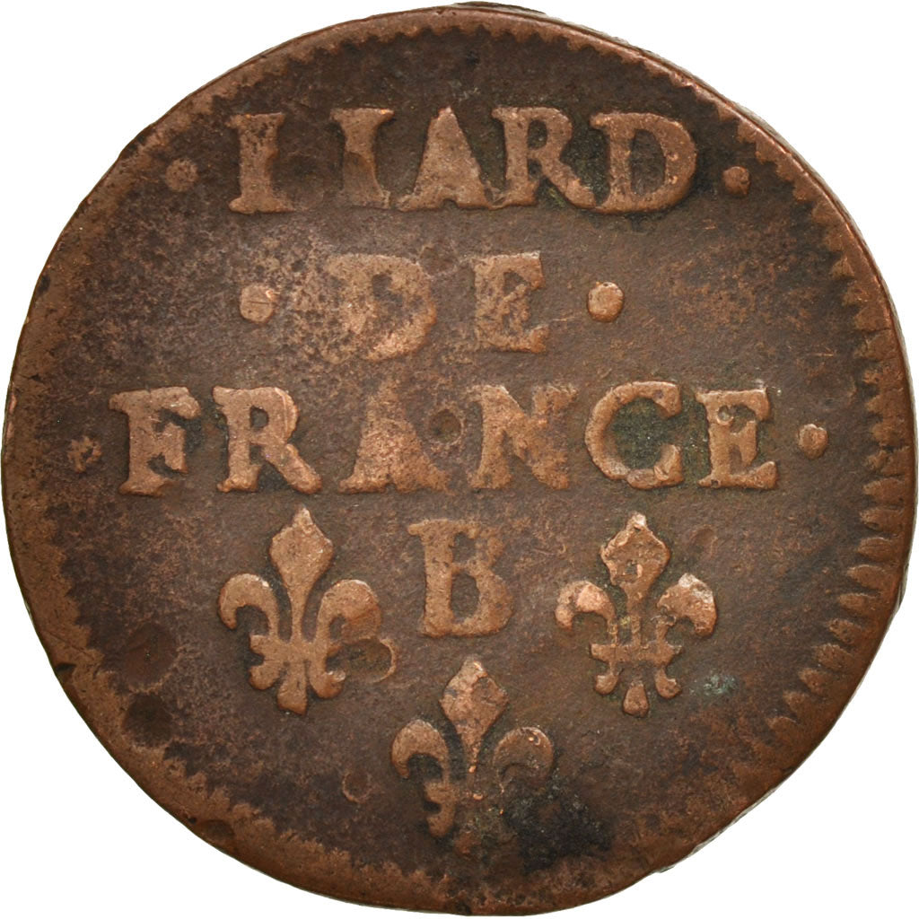 Frankreich, Louis XIV, Liard de France, 1656, Pont-de-l'Arche, VF(20-25)