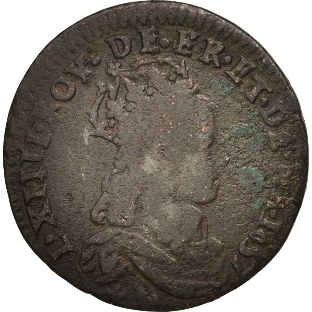 France, Louis XIV, Liard de France, 1657, Acquigny, VF(20-25), KM:192.2