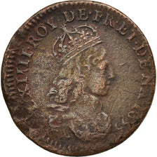 France, Louis XIV, Liard de France, 1655, Nîmes, EF(40-45), KM:192.11