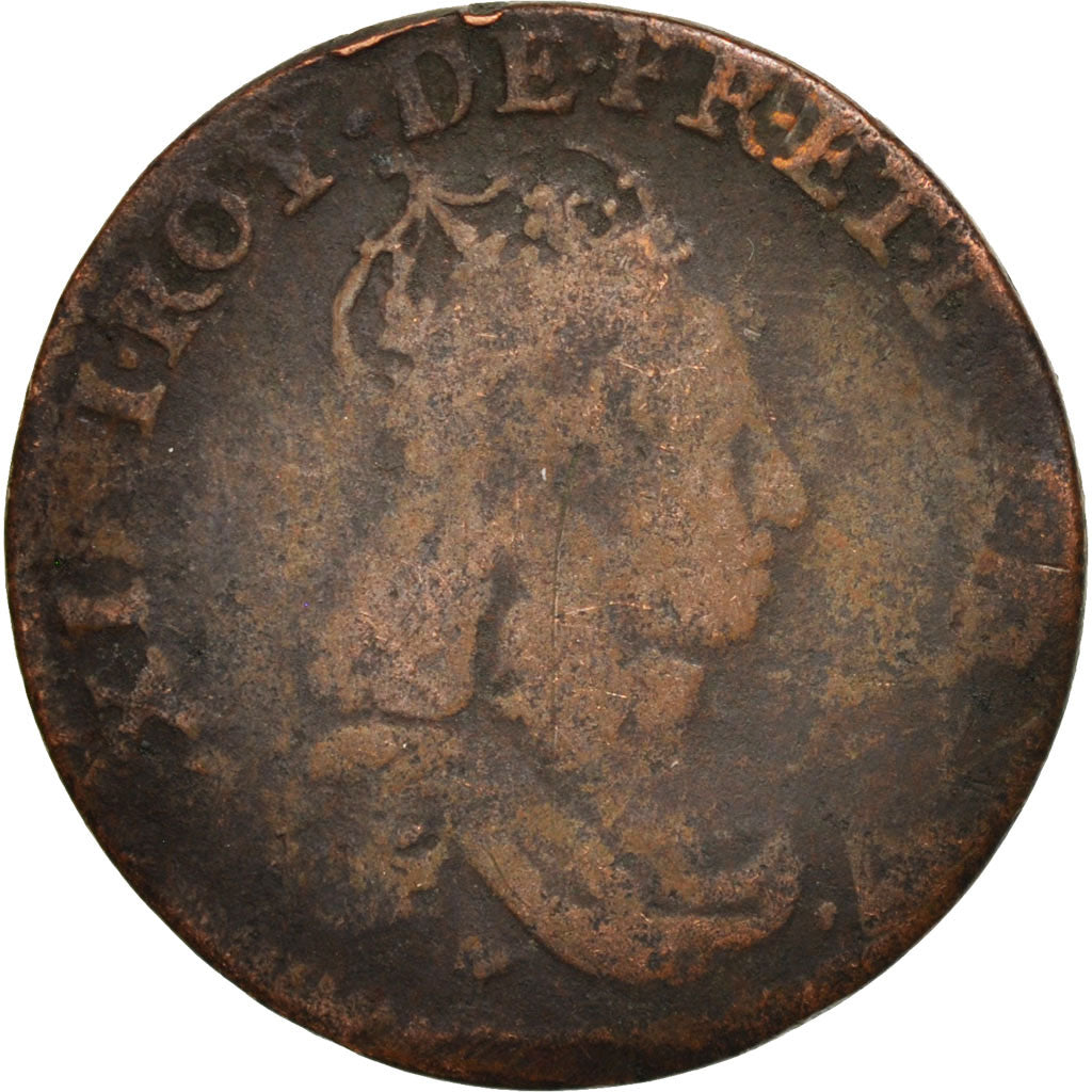 France, Louis XIV, Liard de France, 1657, Meung-sur-Loire, VF(20-25), KM:192.6