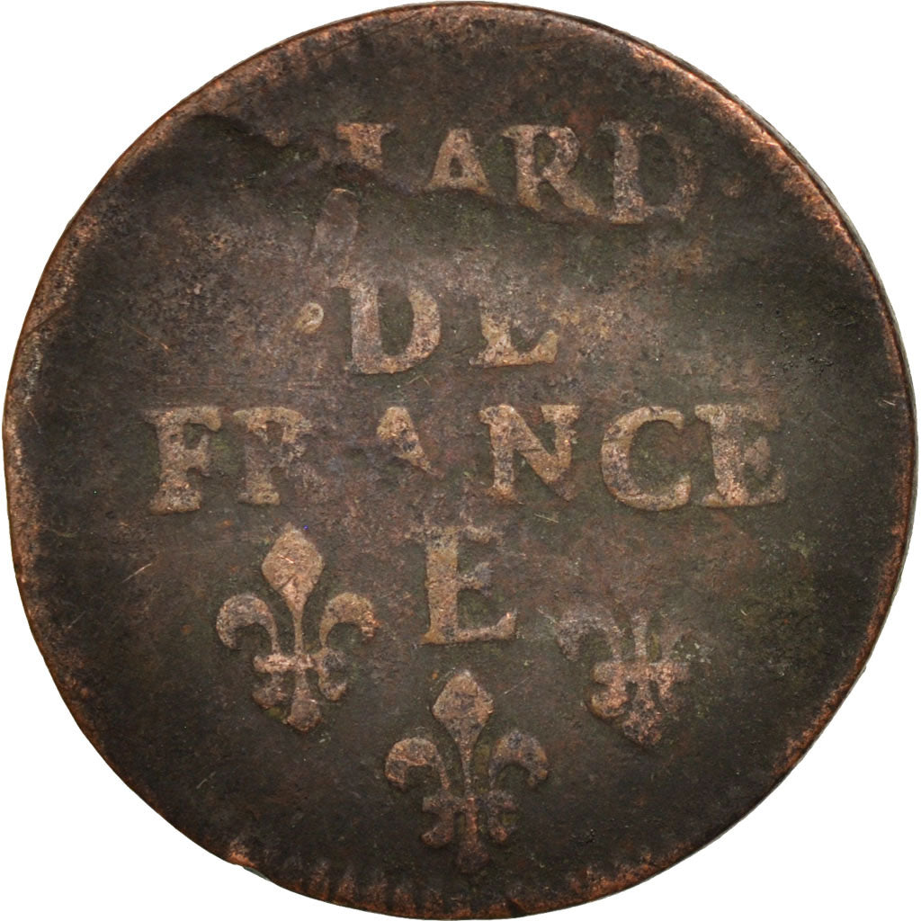 France, Louis XIV, Liard de France, 1657, Meung-sur-Loire, VF(20-25), KM:192.6