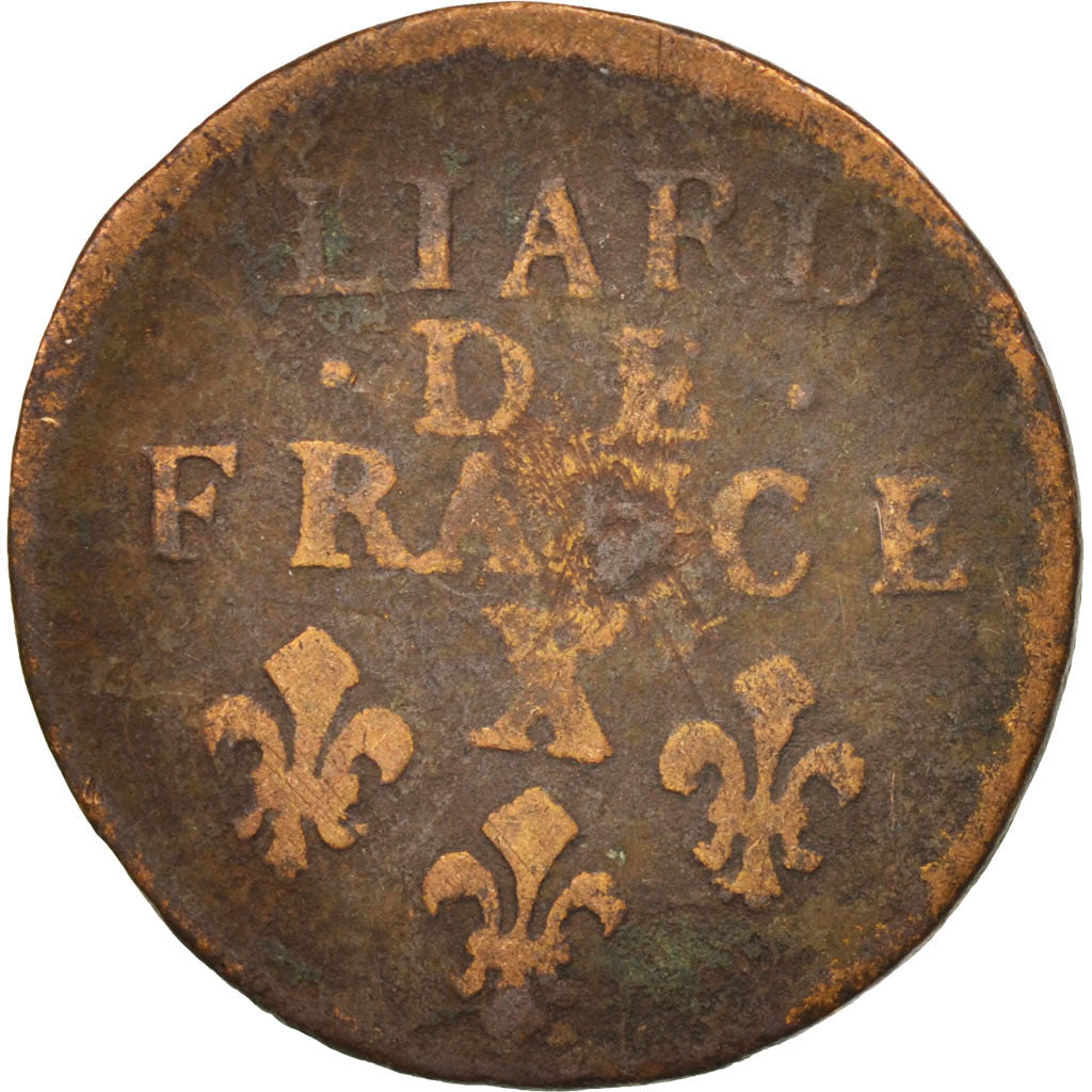 Frankreich, Louis XIV, Liard de France, 1696, Amiens, F(12-15), KM:284.18
