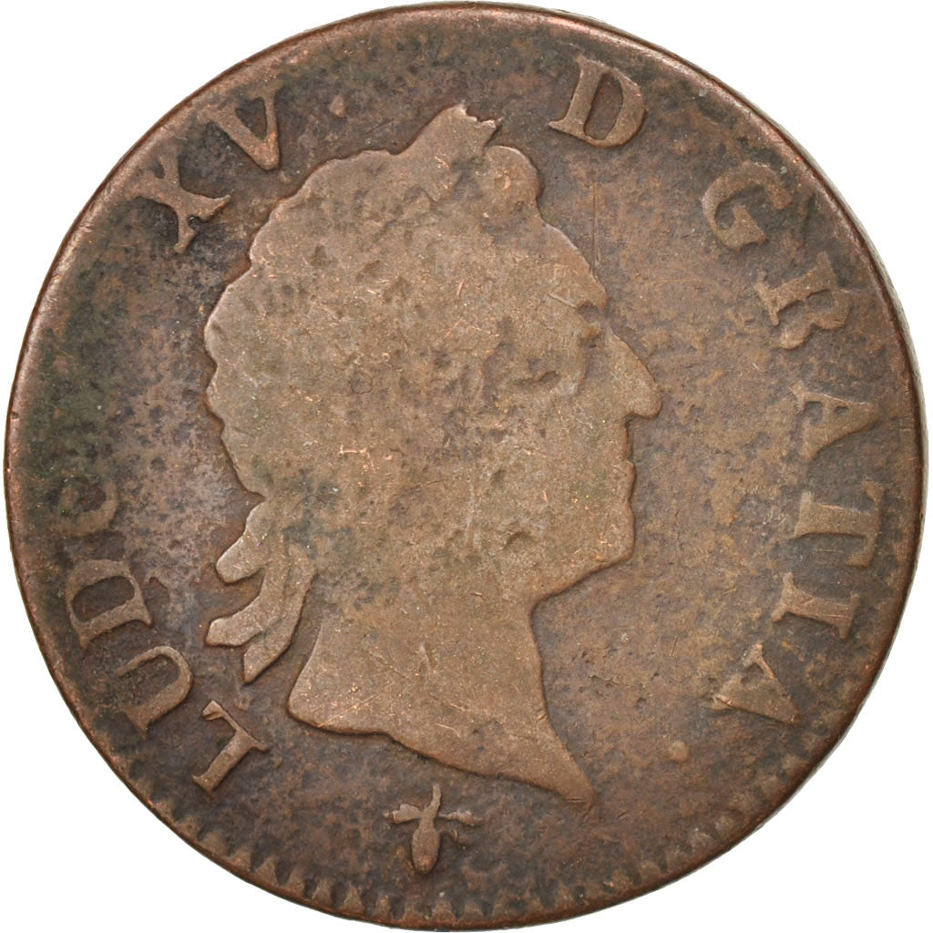 France, Louis XV, Sol à la vieille tête, 1774, La Rochelle, F(12-15), KM:545.6