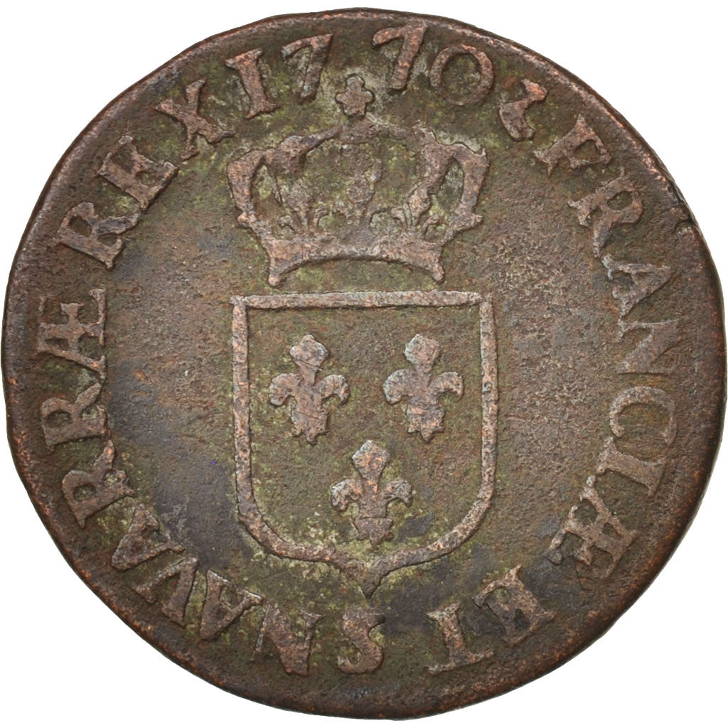 France, Louis XV, Demi sol à la vieille tête, 1770, Reims, VG(8-10), KM:544.9