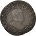 France, Henri III, Double Tournois, 1586, Saint Lô, F(12-15), Copper, CGKL:118
