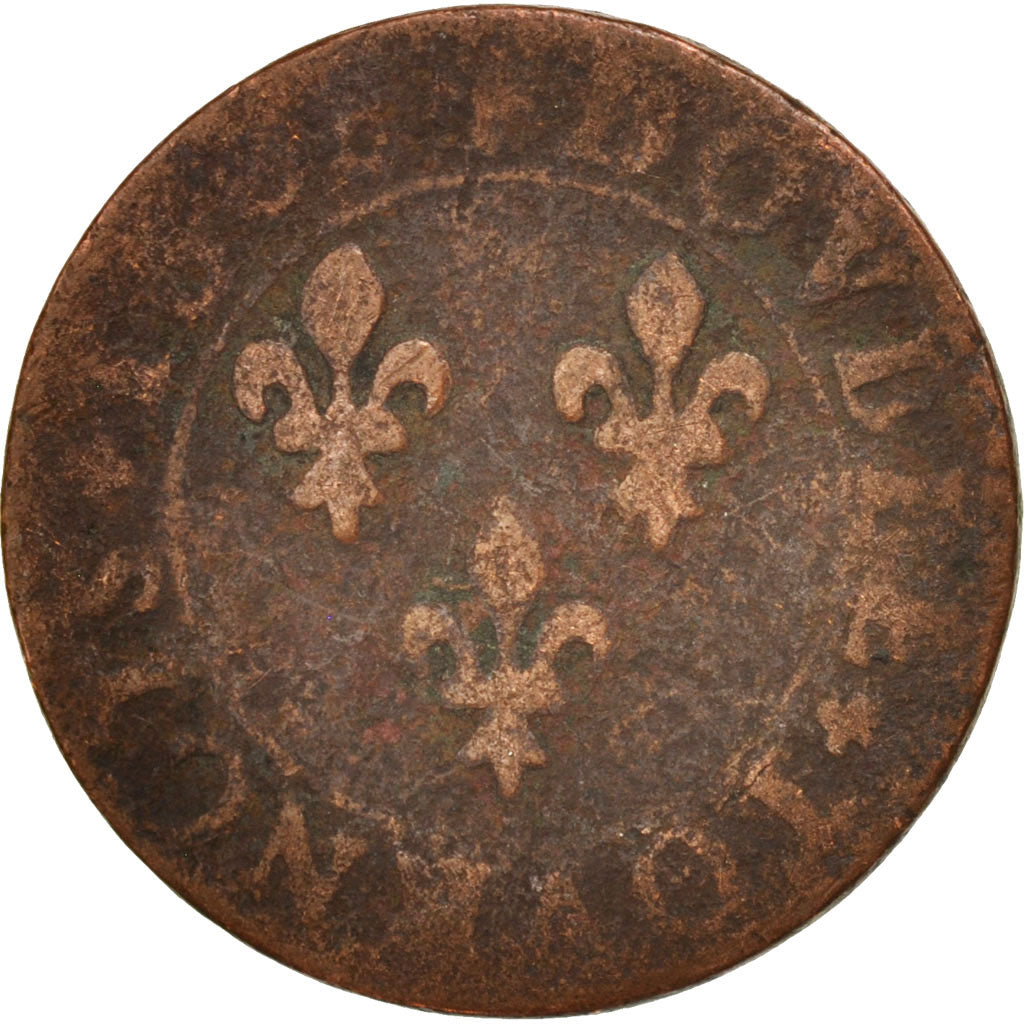 France, Henri IV, Double Tournois, 1608, Lyons, F(12-15), Copper, CGKL:202A