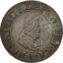 France, Henri IV, Double Tournois, 1606, Paris, VF(30-35), Copper, CGKL:222