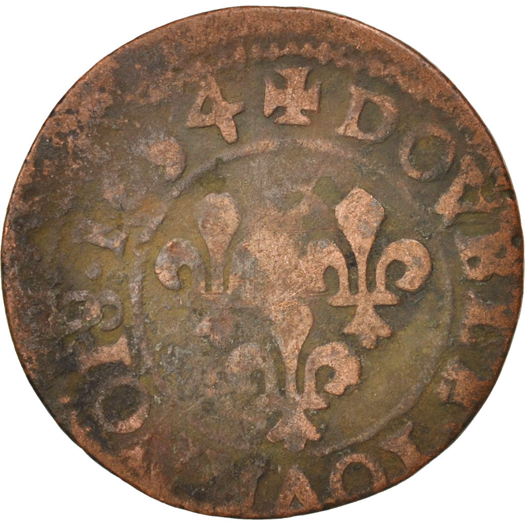 Munten, Frankrijk, Louis XIII, Double tournois, buste juvénile au col fraisé