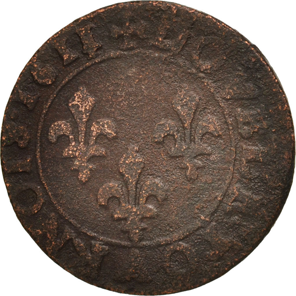 France, Louis XIII, Double tournois, 1611, Bordeaux, VG(8-10), KM:59.3