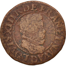 France, Louis XIII, Double tournois, 1615, Lyon, VF(20-25), KM:59.2