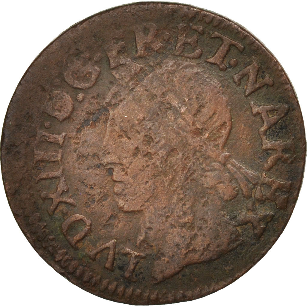 Münze, Frankreich, Louis XIII, Double tournois de Warin, tête à gauche