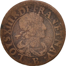 Coin, France, Louis XIII, Double tournois, buste laurée et drapé, Double
