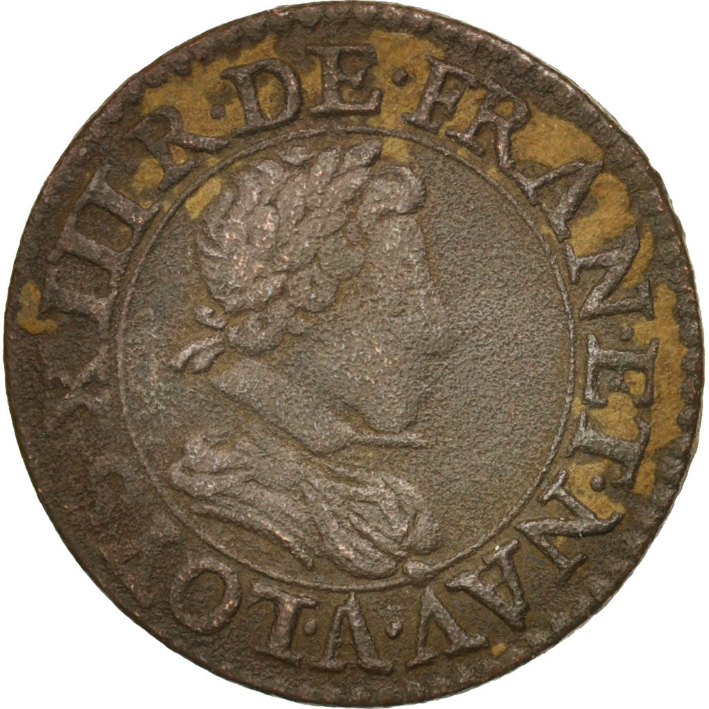 Coin, France, Louis XIII, Double tournois, buste juvénile, Double Tournois