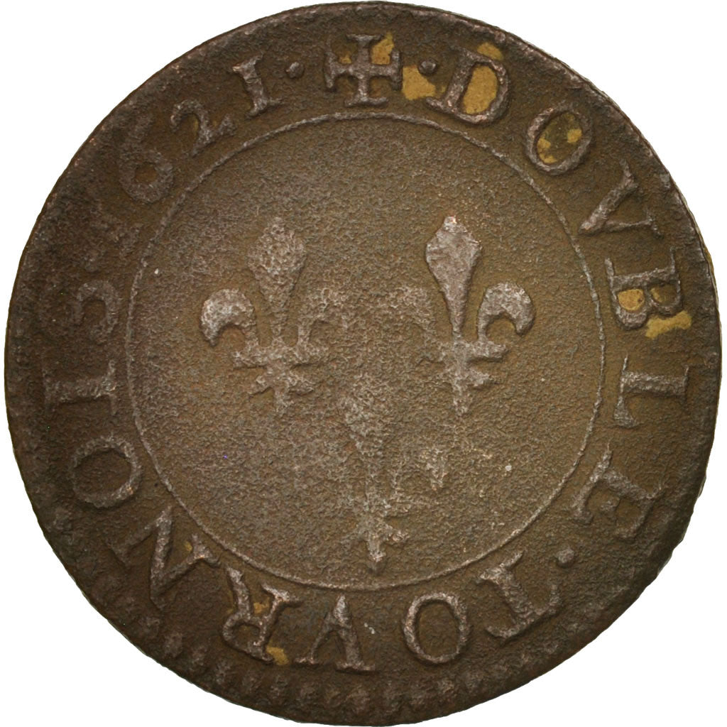 Coin, France, Louis XIII, Double tournois, buste juvénile, Double Tournois