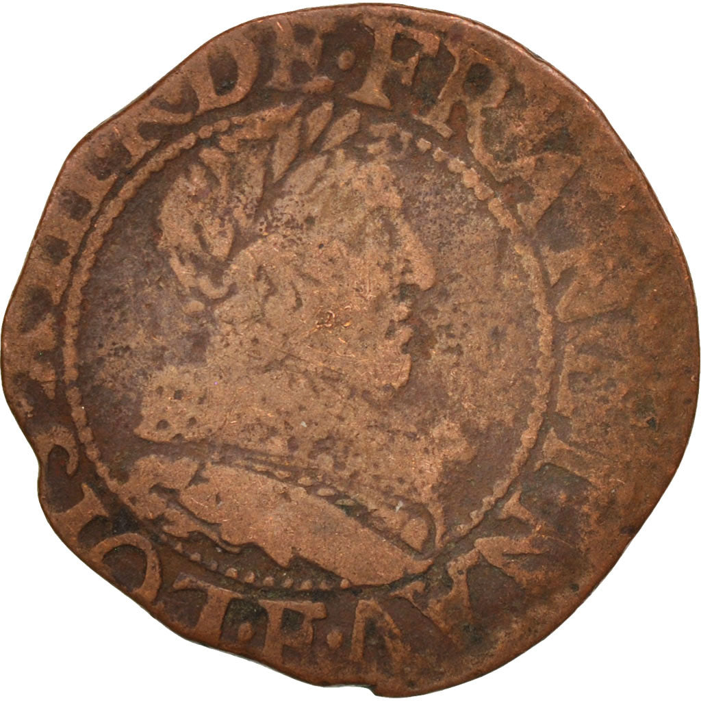 Coin, France, Louis XIII, Double tournois, buste juvénile au col fraisé