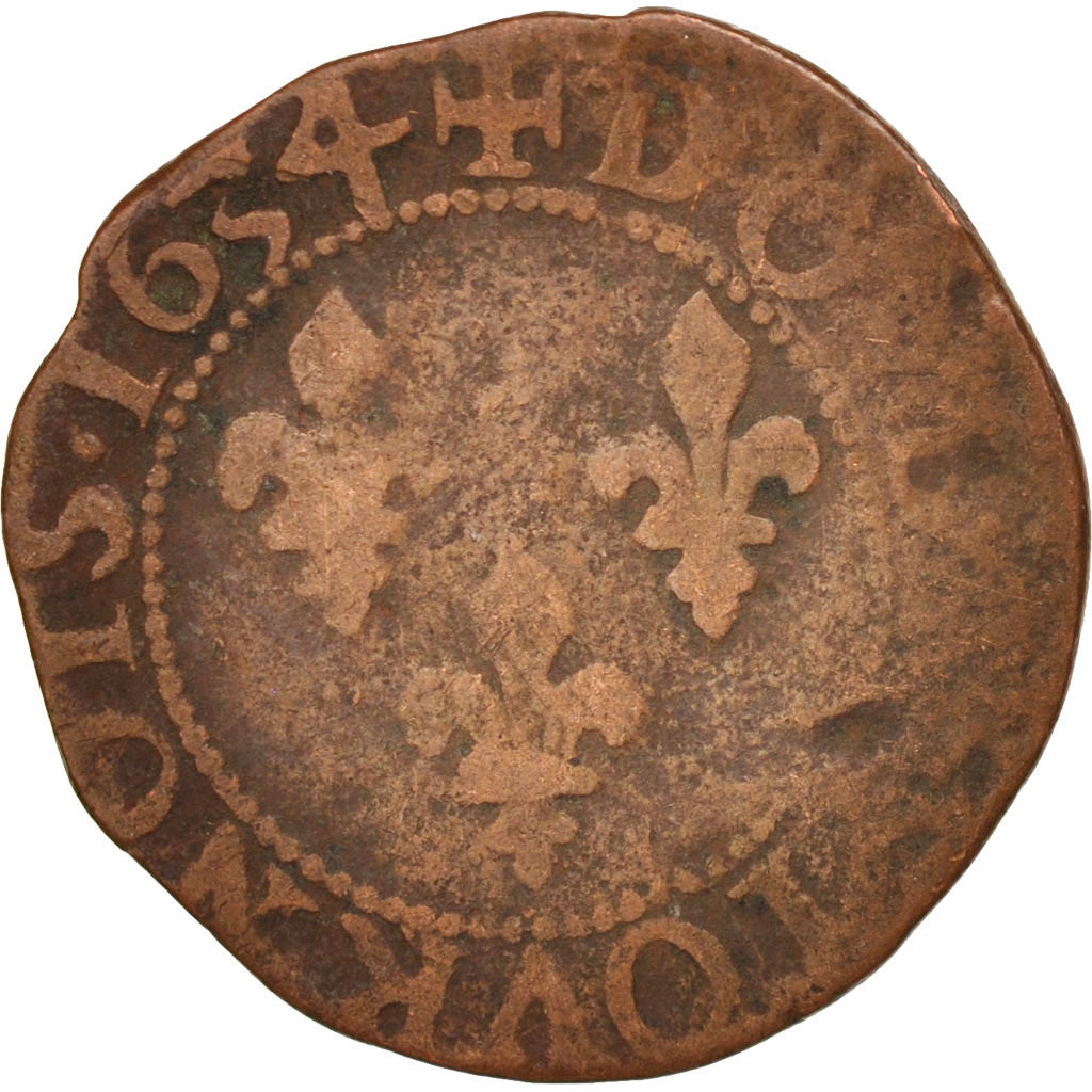 Coin, France, Louis XIII, Double tournois, buste juvénile au col fraisé