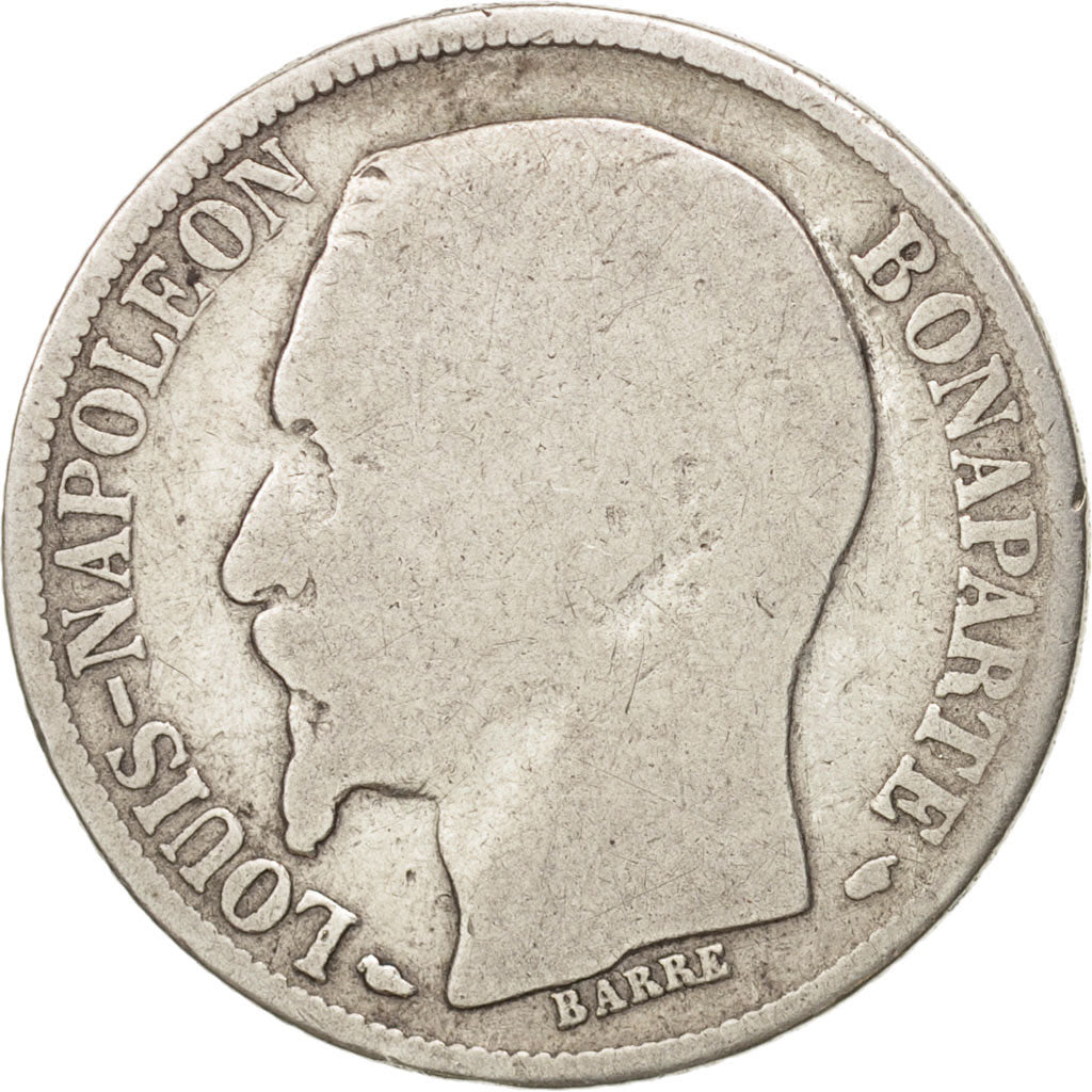 France, Napoleon III, Franc, 1852, Paris, VG(8-10), Silver, KM:772