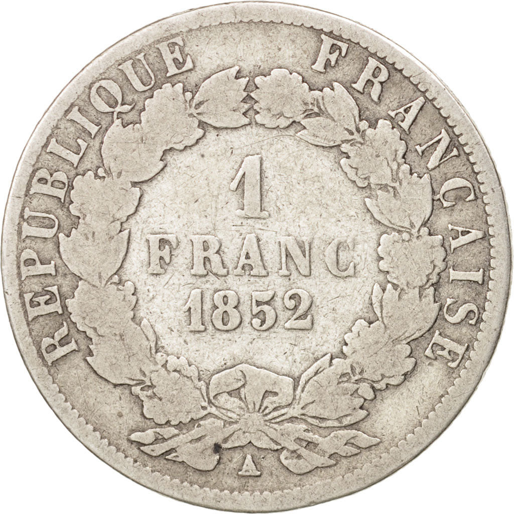 France, Napoleon III, Franc, 1852, Paris, VG(8-10), Silver, KM:772