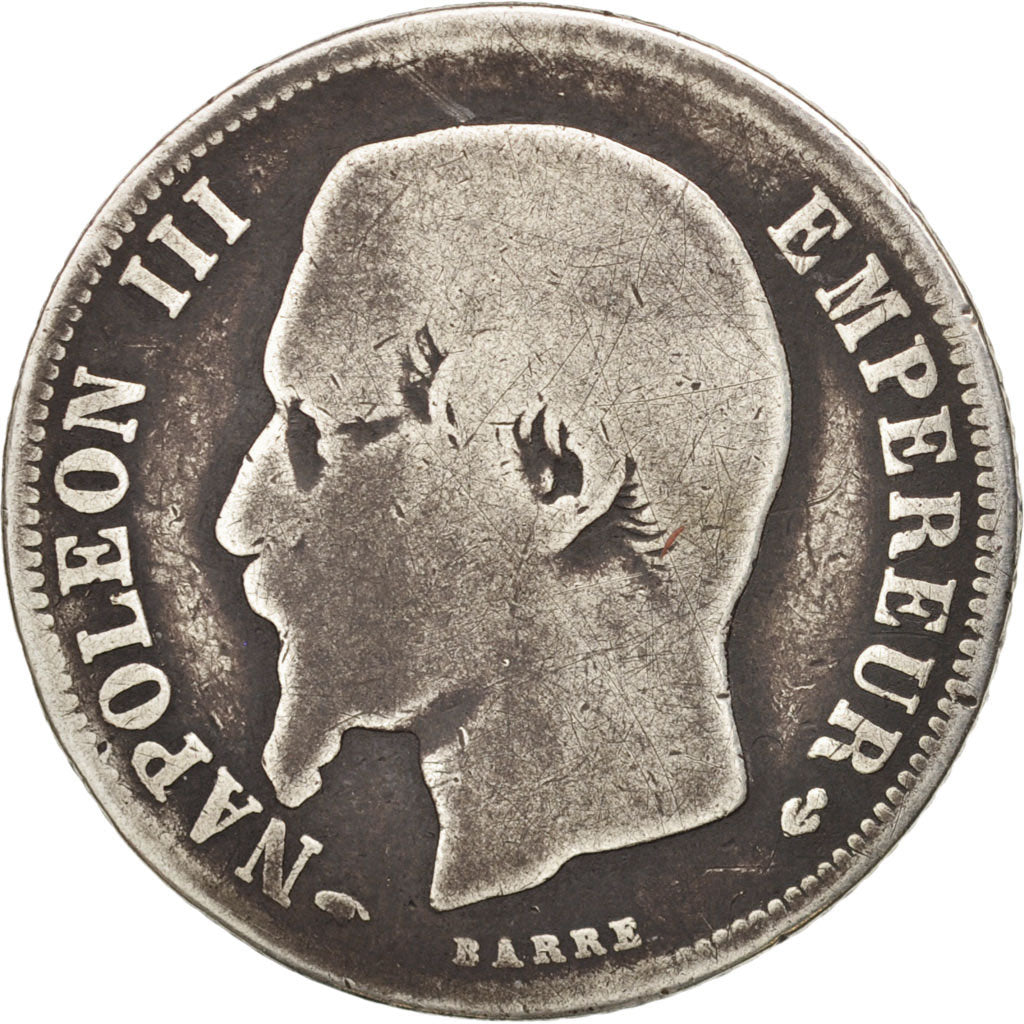 France, Napoleon III, Franc, 1858, Paris, VG(8-10), Silver, KM:779.1