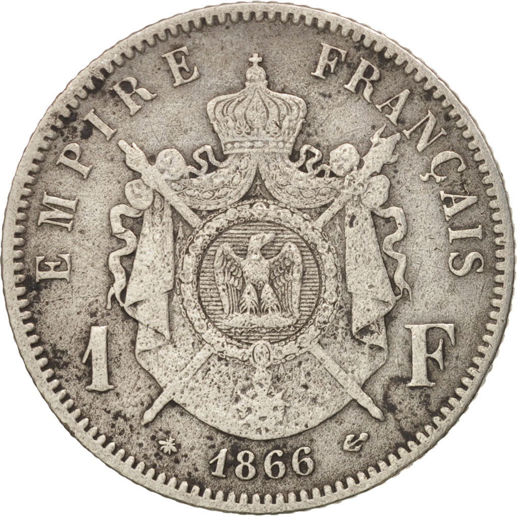 France, Napoleon III, Franc, 1866, Paris, TB+, Argent, Gadoury:463