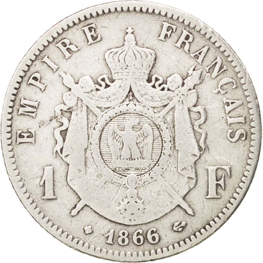 Moneta, Francia, Napoleon III, Napoléon III, Franc, 1866, Strasbourg, B+