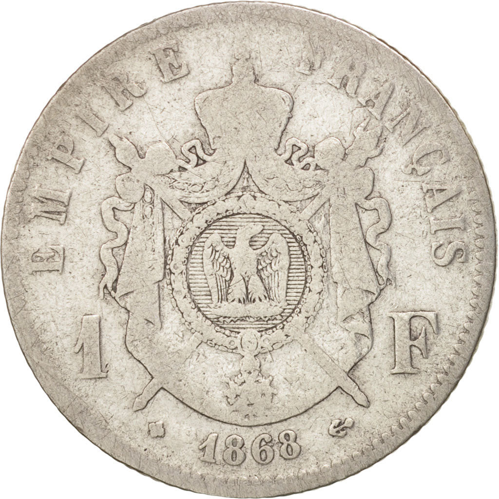 Frankreich, Napoleon III, Franc, 1868, Strasbourg, F(12-15), Silver, KM:806.2