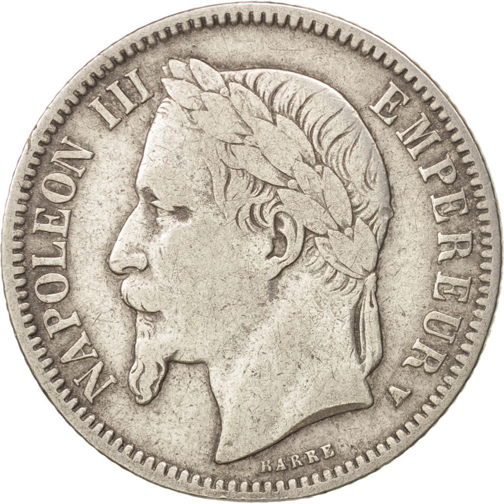 France, Napoleon III, Franc, 1867, Paris, VF(30-35), Silver, KM:806.1
