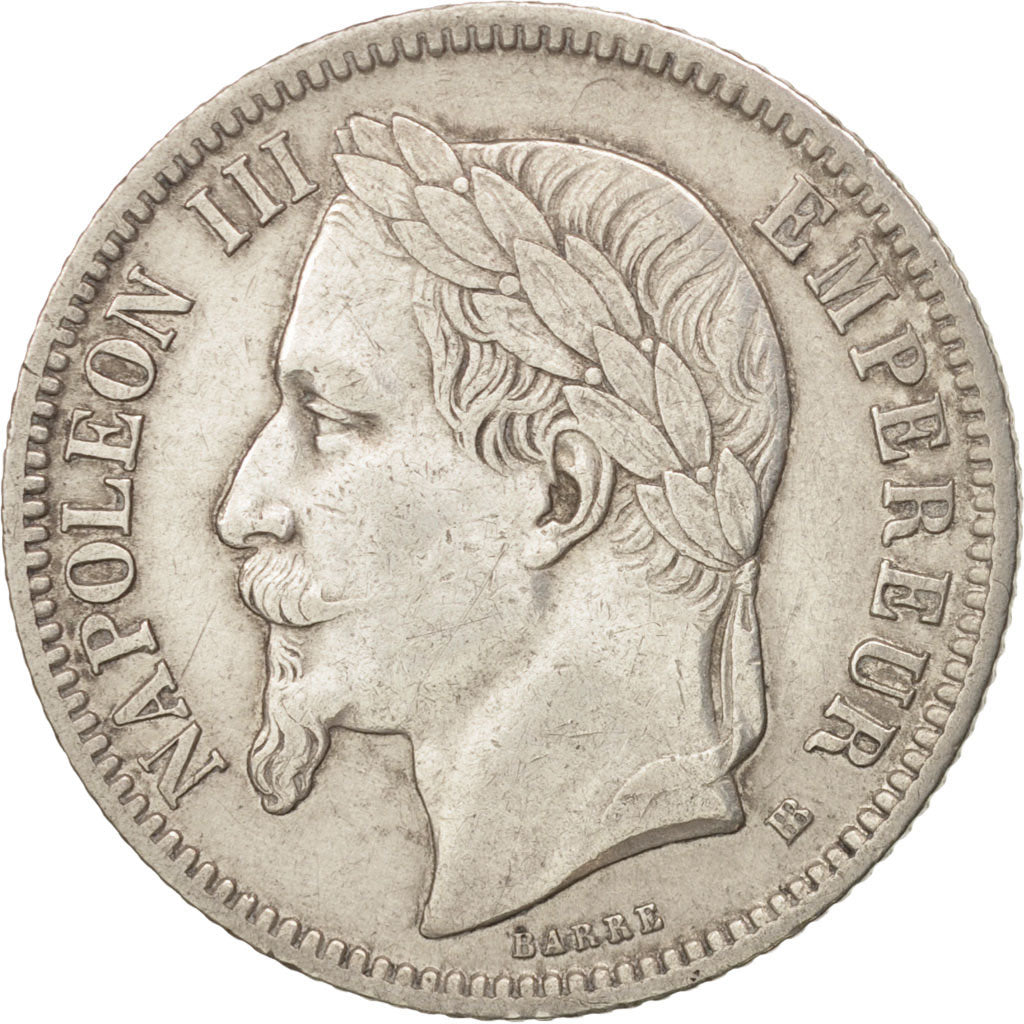 France, Napoleon III, Franc, 1867, Strasbourg, TTB, Argent, Gadoury:463