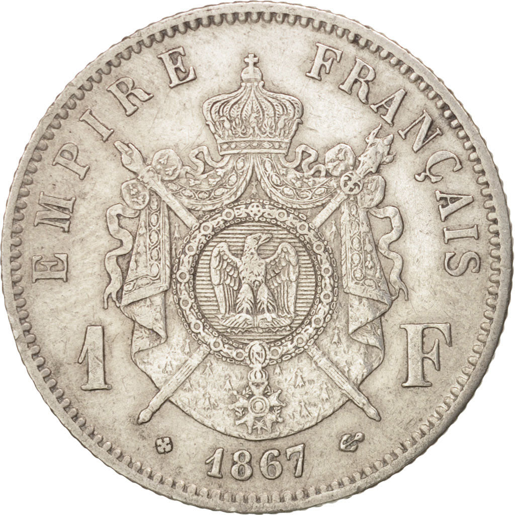 France, Napoleon III, Franc, 1867, Strasbourg, TTB, Argent, Gadoury:463