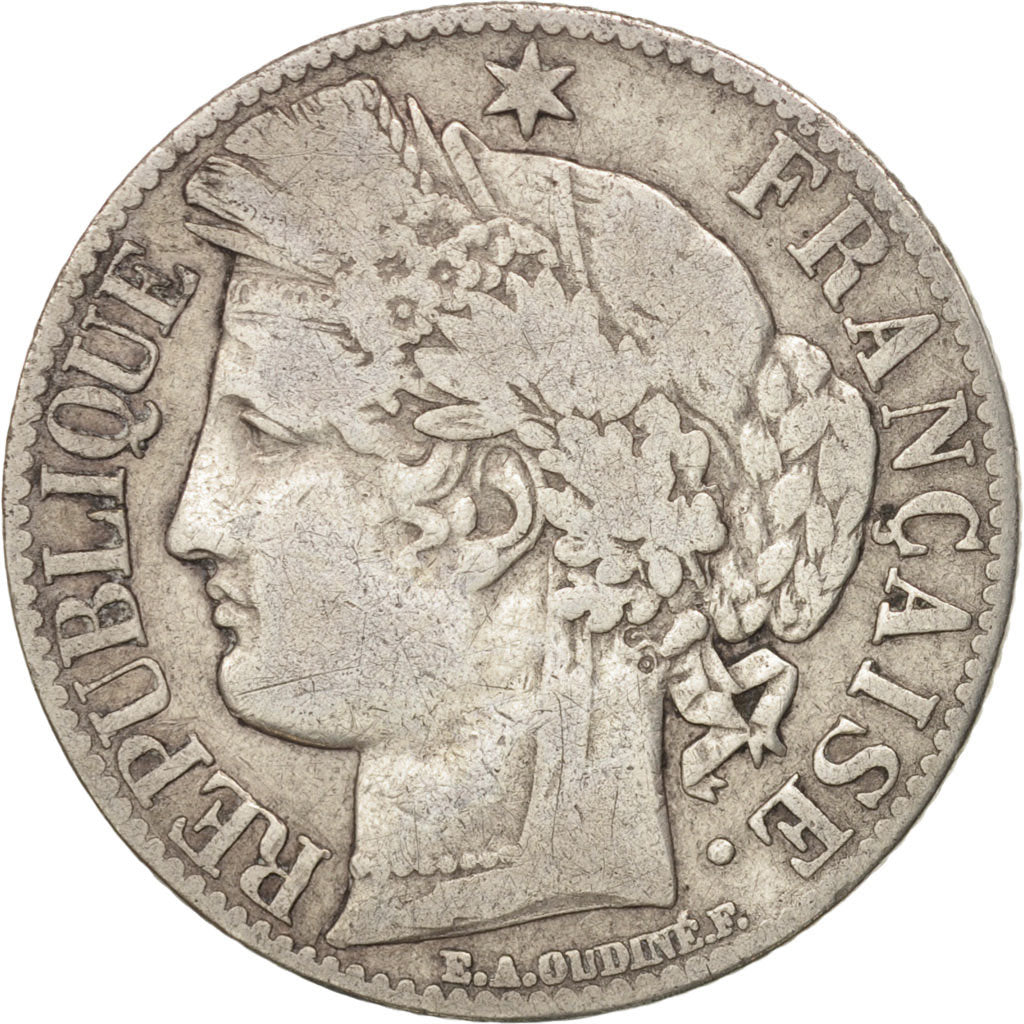 France, Cérès, Franc, 1871, Paris, VF(20-25), Silver, KM:822.1, Gadoury:465