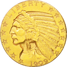 United States, Indian Head, $5, 1909, Denver, AU(50-53), Gold, KM:129