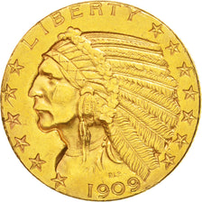 United States, Indian Head, $5, 1909, Denver, AU(50-53), Gold, KM:129