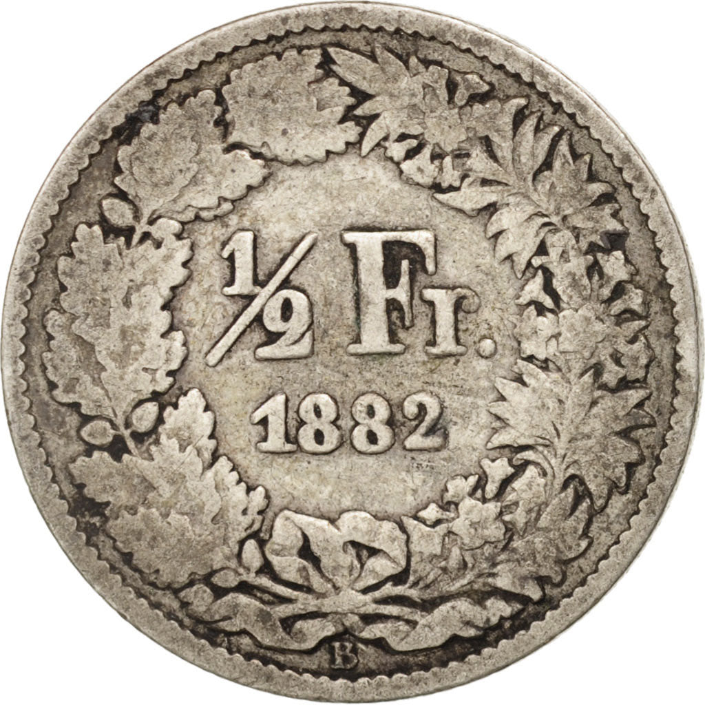 Switzerland, 1/2 Franc, 1880, Bern, VG(8-10), Silver, KM:23