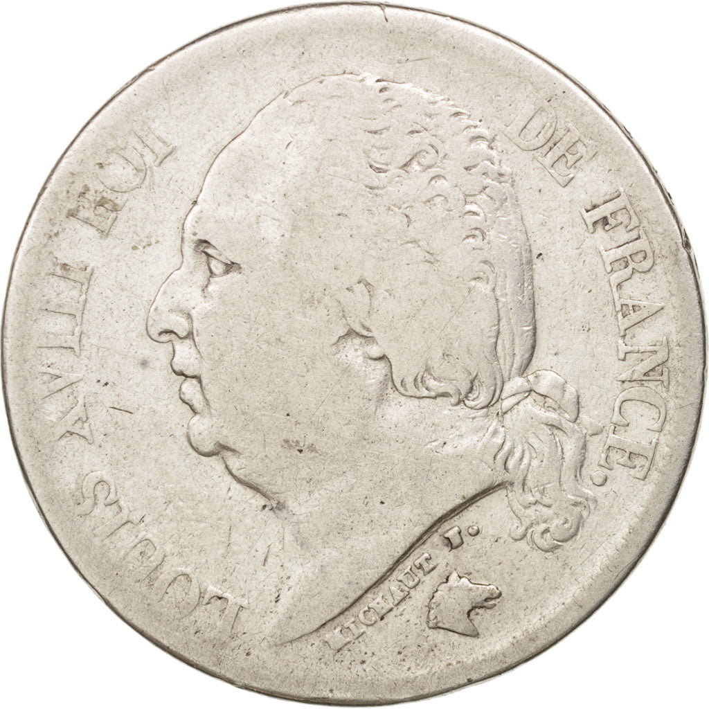 France, Louis XVIII, 2 Francs, 1824, Lille, VF(20-25), Silver, KM:710.12