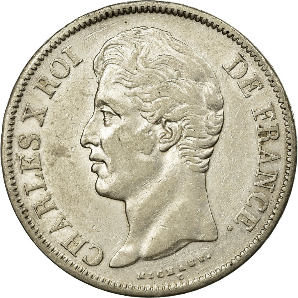 Moneta, Francia, Charles X, 5 Francs, 1829, Paris, BB, Argento, Gadoury:644
