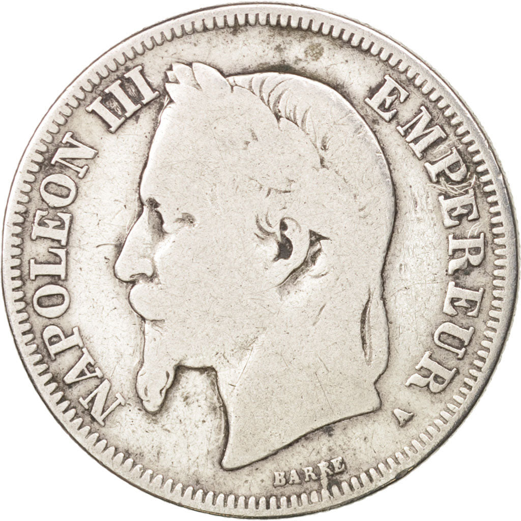 France, Napoleon III, 2 Francs, 1868, Paris, VG(8-10), Silver, KM:807.1