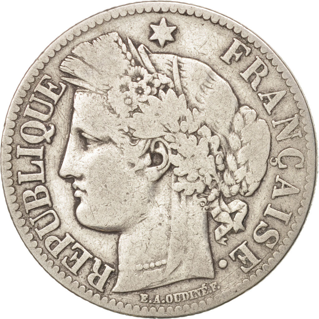 France, Cérès, 2 Francs, 1872, Bordeaux, VF(30-35), Silver, KM:817.2