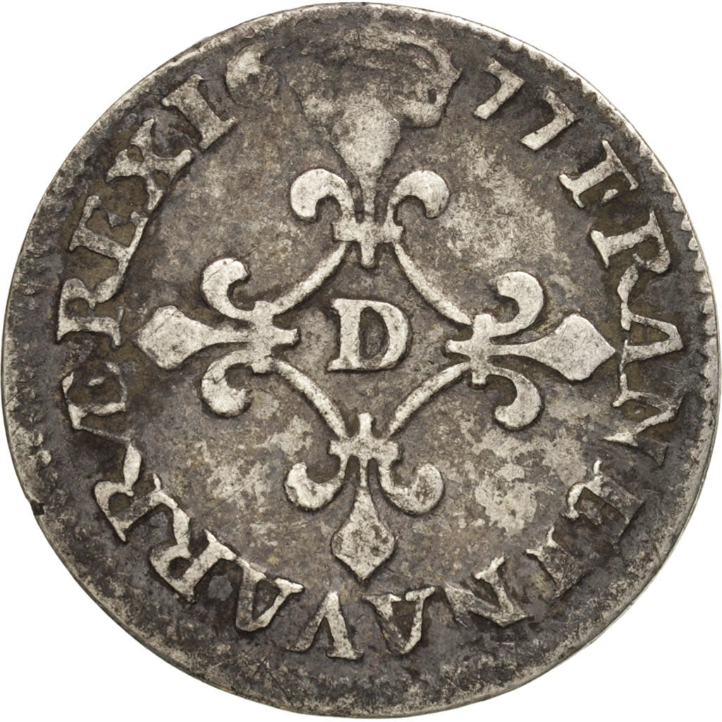 France, Louis XIV, 4 Sols dits « des Traitants », 1677, Lyon, VF(30-35)