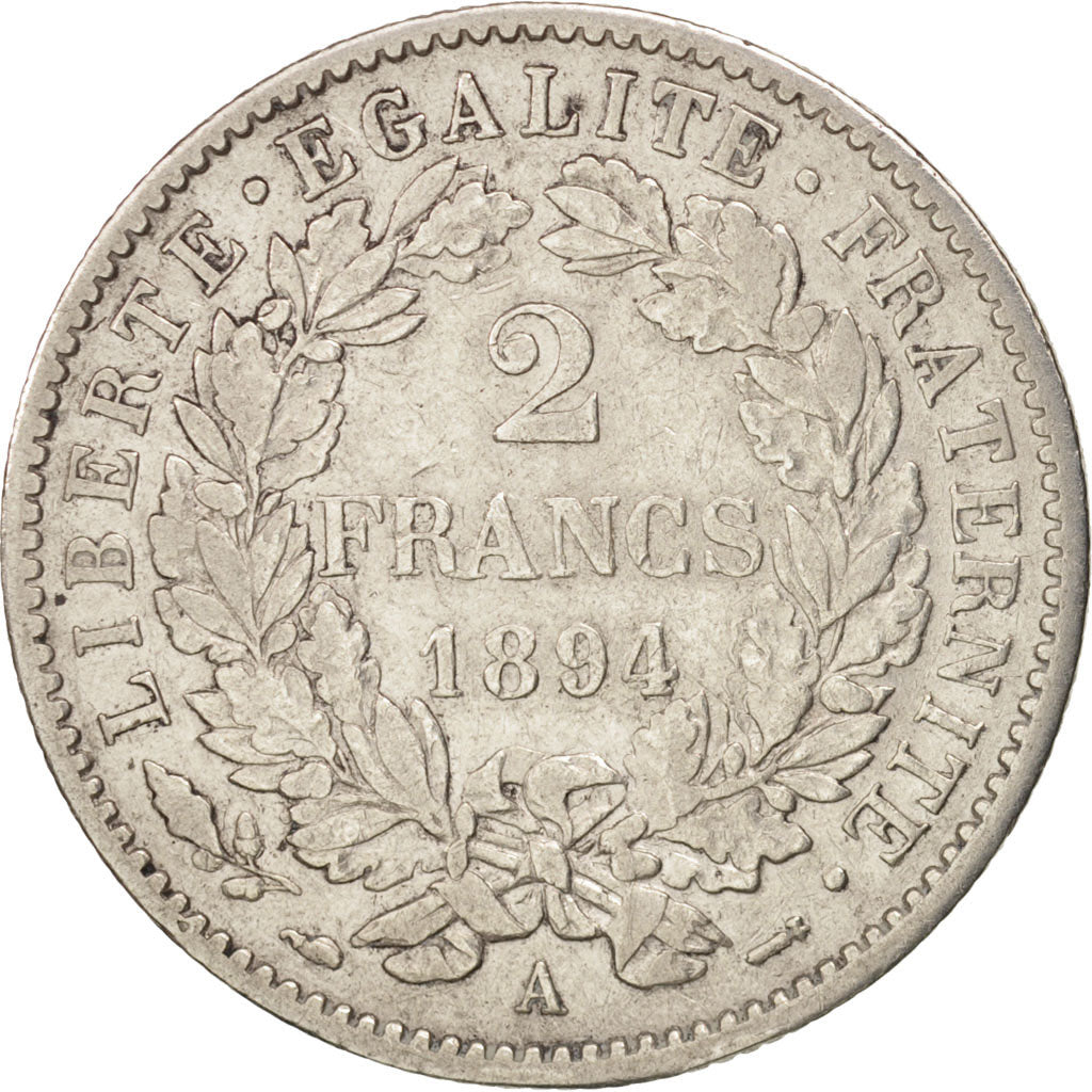 France, Cérès, 2 Francs, 1894, Paris, EF(40-45), Silver, KM:817.1