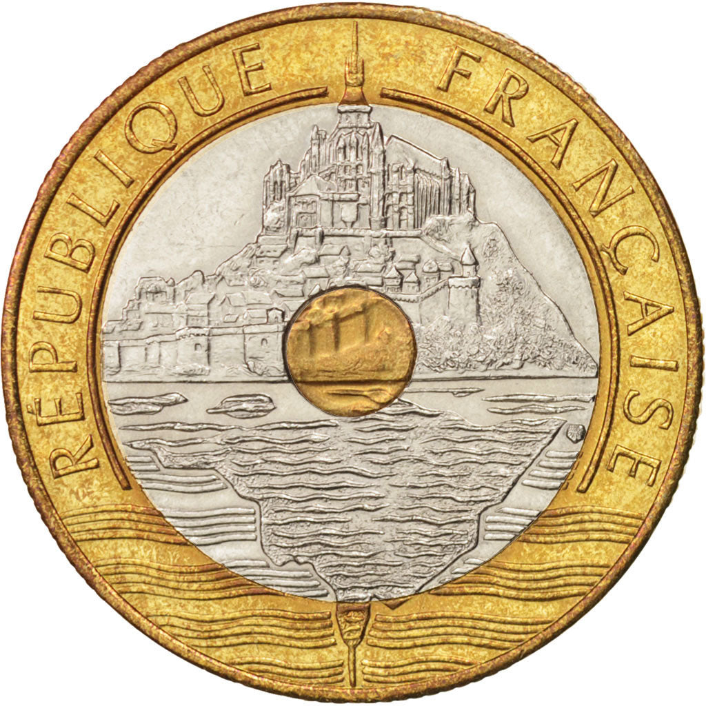 Frankreich, Mont Saint Michel, 20 Francs, 1992, MS(63), Tri-Metallic, KM:1008.1