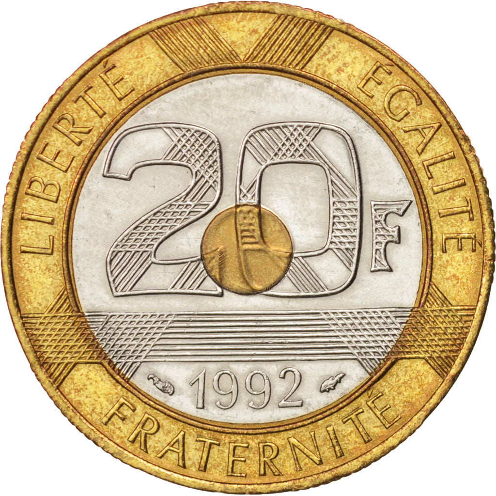 Frankreich, Mont Saint Michel, 20 Francs, 1992, MS(63), Tri-Metallic, KM:1008.1