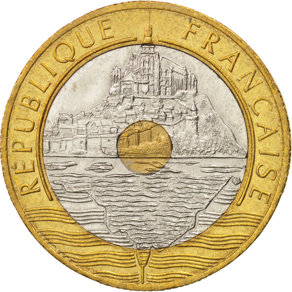 France, Mont Saint Michel, 20 Francs, 1992, SPL, Tri-Metallic, Gadoury:871