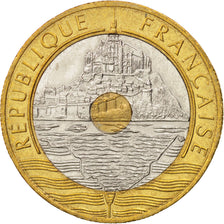 Francia, Mont Saint Michel, 20 Francs, 1992, Strasbourg, SPL, Tri-metallico,...